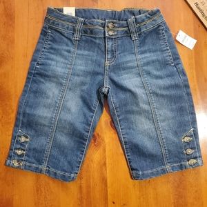 Gap Kids Size 12 Regular Bermuda Blue Denim Jean Shorts Elastic Waist New